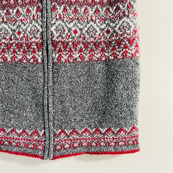 NORTHER REFLECTIONS Sweater Vest Knit Red Grey White Zippered Sweater Vest Large - Picture 6 of 10
